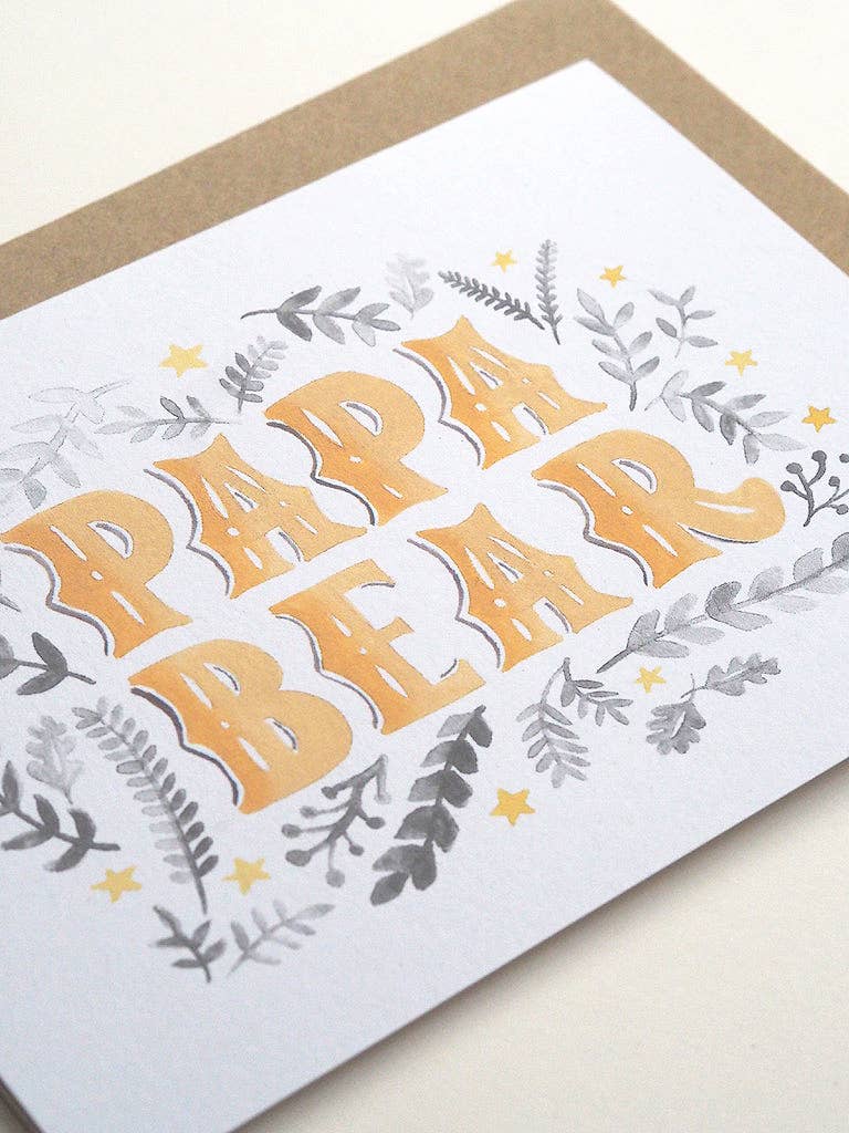 Papa Bear Hand Lettering Card by Jade Fisher