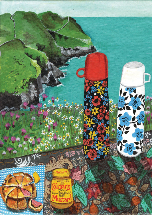 Donna Flowers-Dorning - Two Vintage Flasks - A4 print artwork