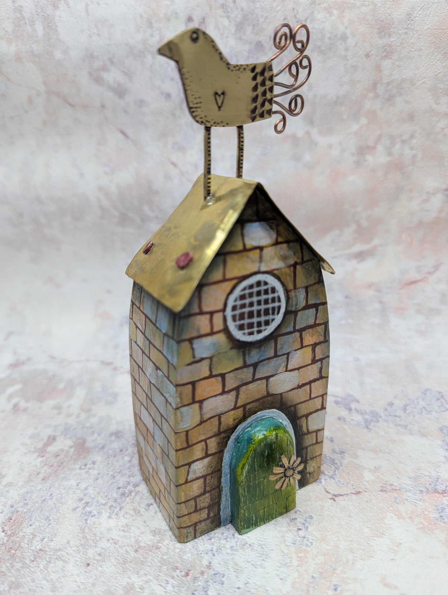 Frances Noon house with green door. Sculpture for Heart Gallery Hebden Bridge