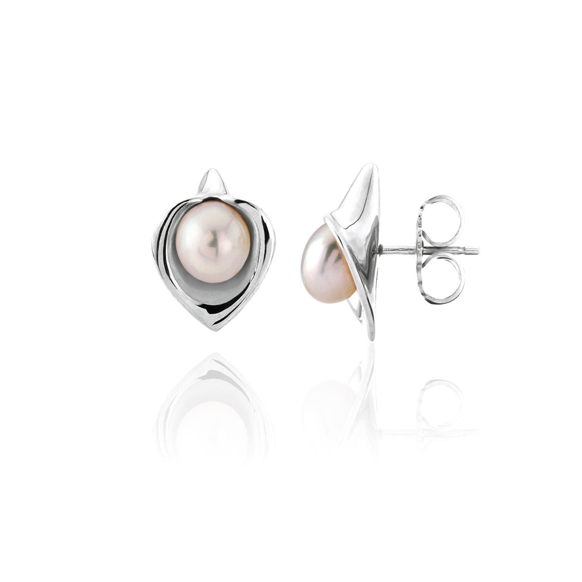 Amanda Cox - Silver and Freshwater Pearl studs - Small Wedding Bridal Jewellery  - cultured freshwater pearls