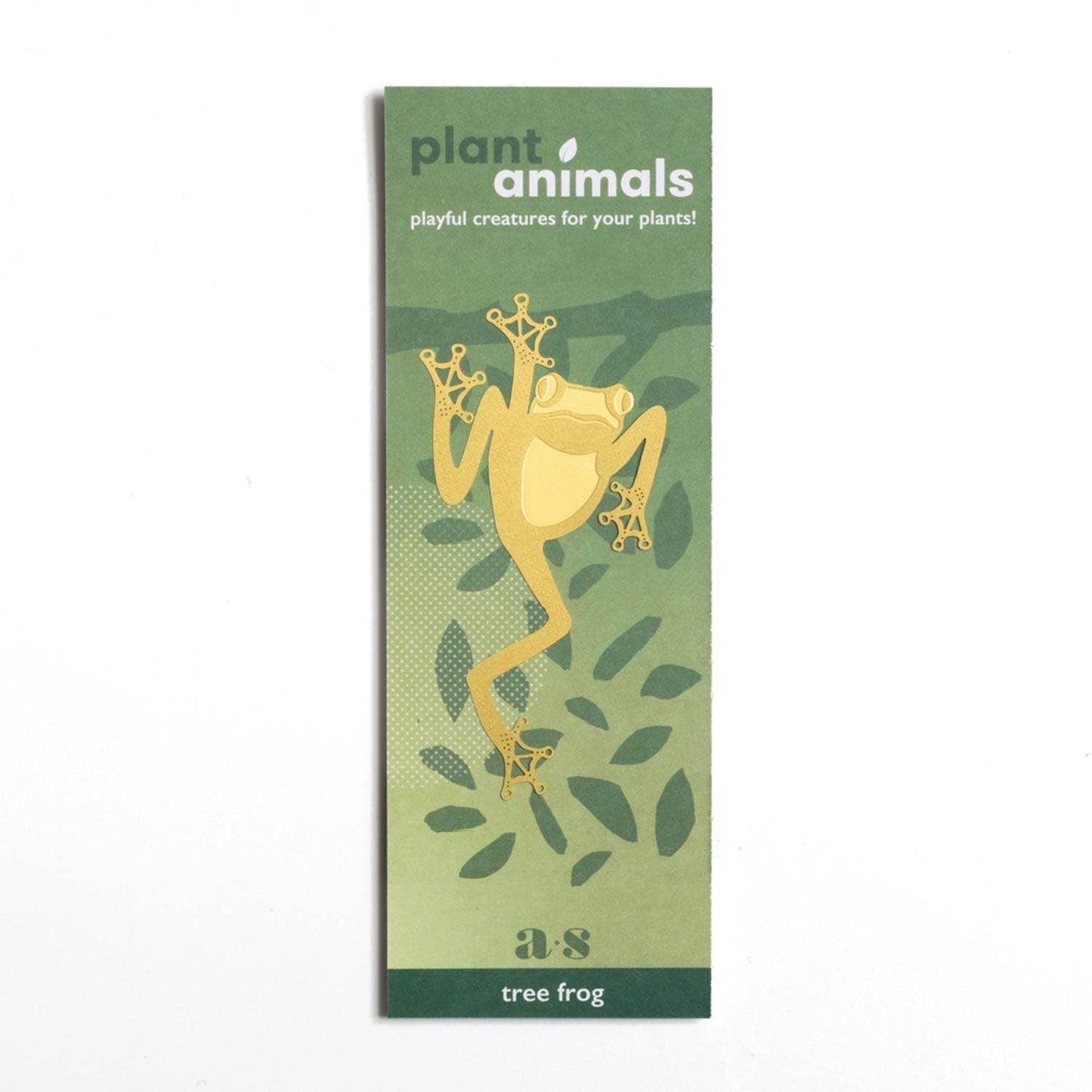 Packaging for 'plant animals' with a tree frog illustration on a green background