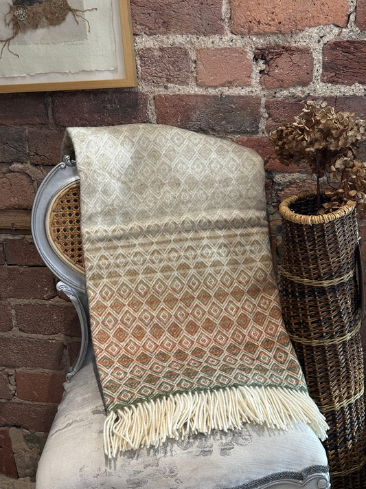 Bronte ombre diamond lambswool throw for Heart Gallery Hebden Brige
