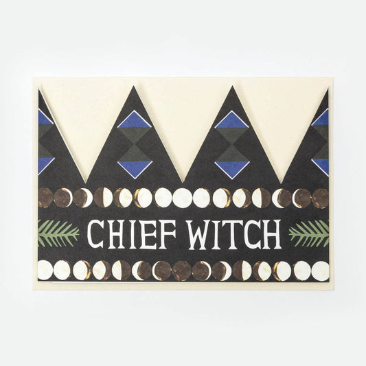 Card with a crown design and 'Chief Witch' text on a white background