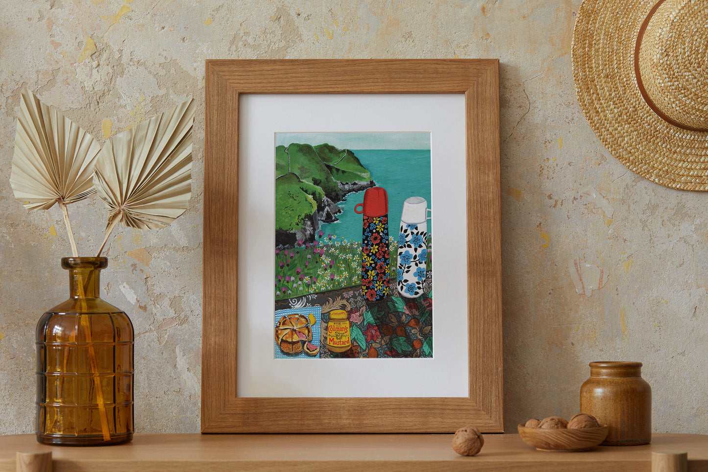 Donna Flowers-Dorning -  Two Vintage Flasks - A4 print artwork
