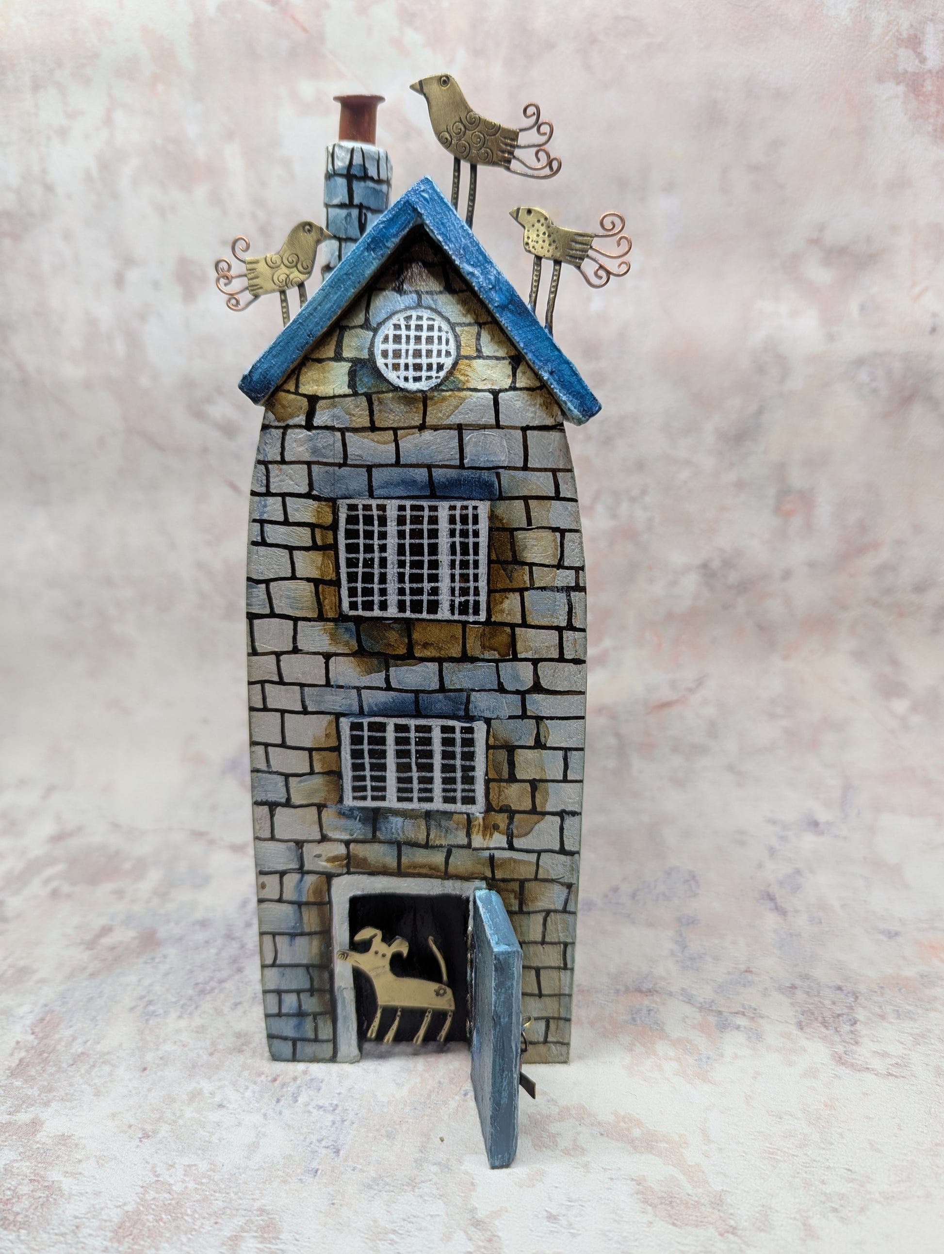 Frances Noon house blue roof handmsde for Heart Gallery