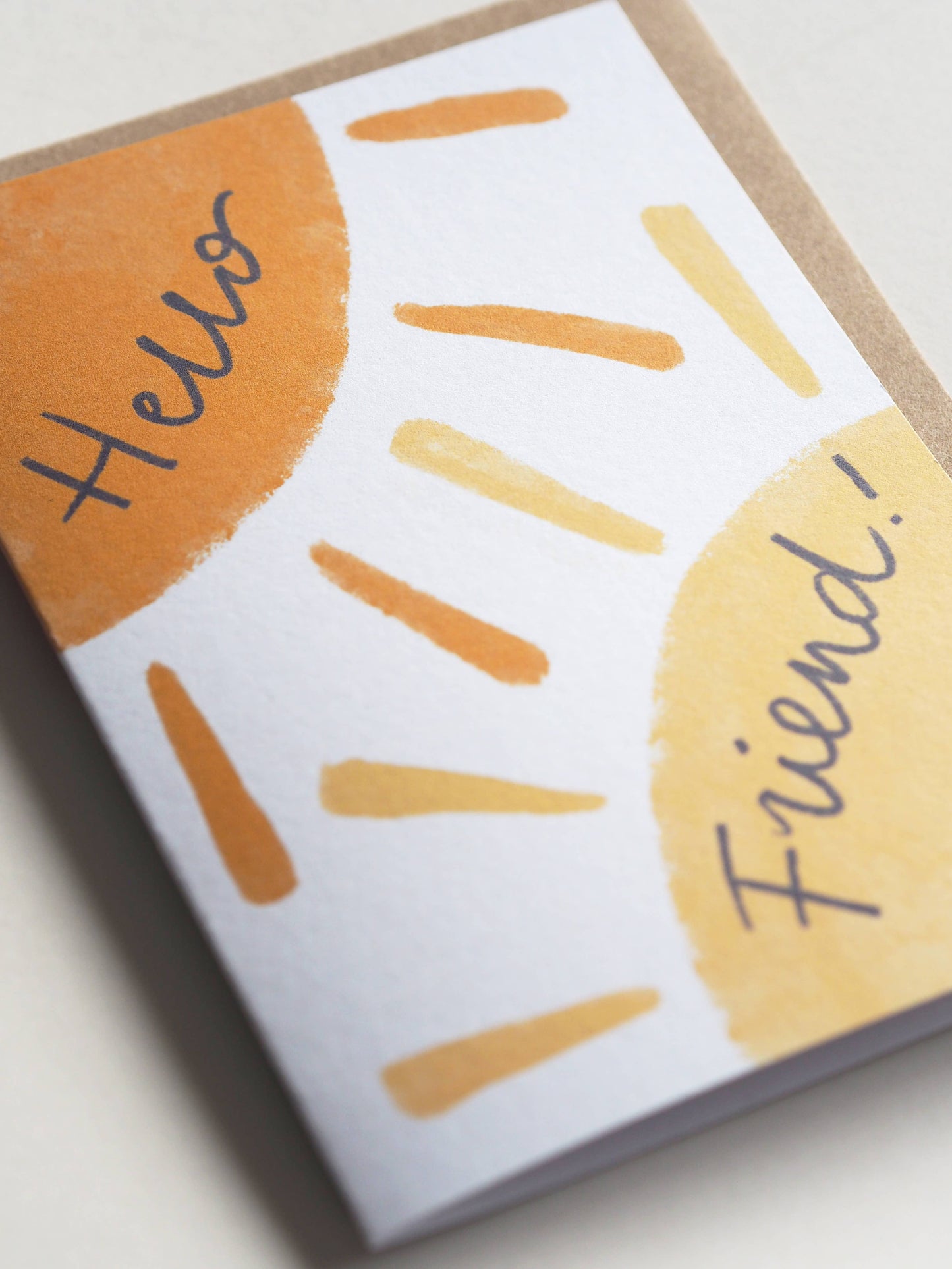 Card with 'Hello Friend!' text on a white background