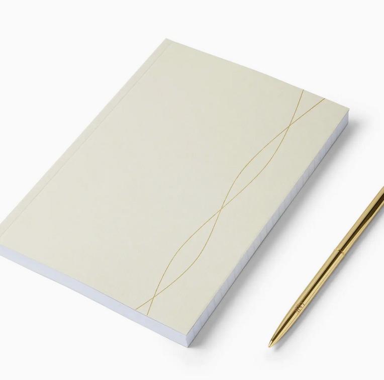 LSW  mist grey journal with gold detail and gold pen