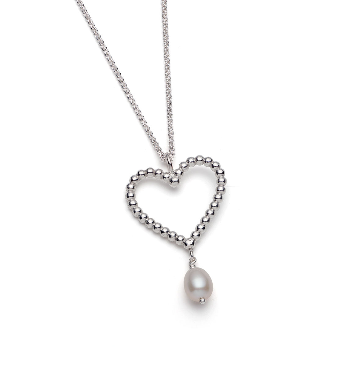 Rebecca Lewis - Silver granule heart pendant with pearl bead  - bridal jewellery - bridesmaids