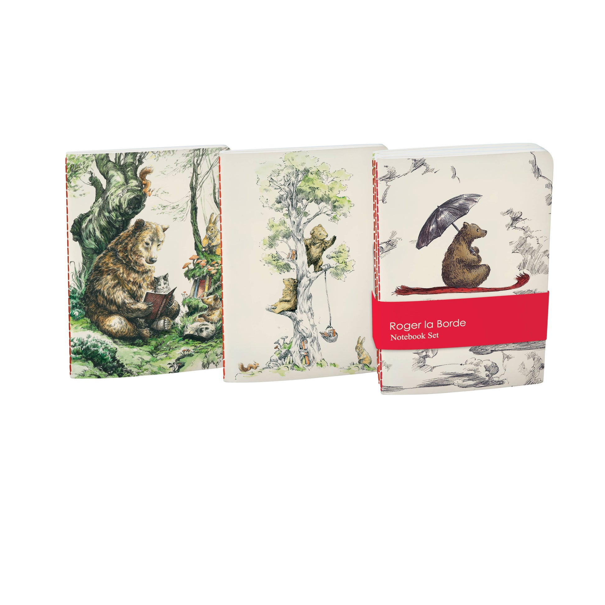 Set of notebooks with animal illustrations on a white background