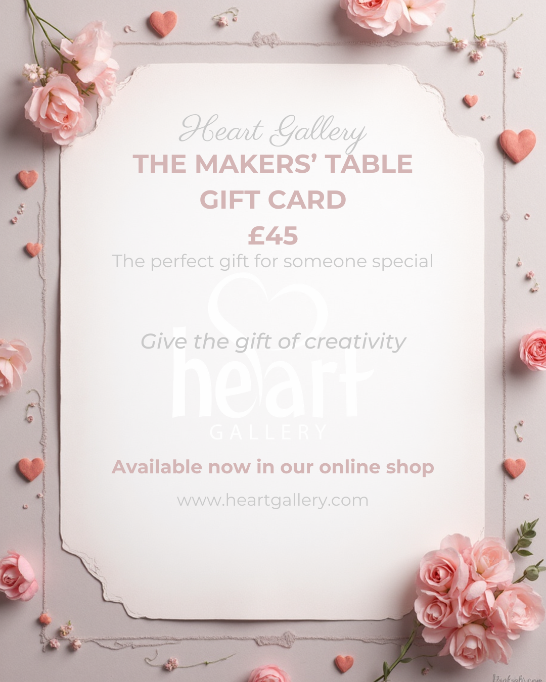 THE MAKERS_TABLE GIFT CARD FOR WORKSHOPS AT HEART GALLERY HEBDEN BRIDGE